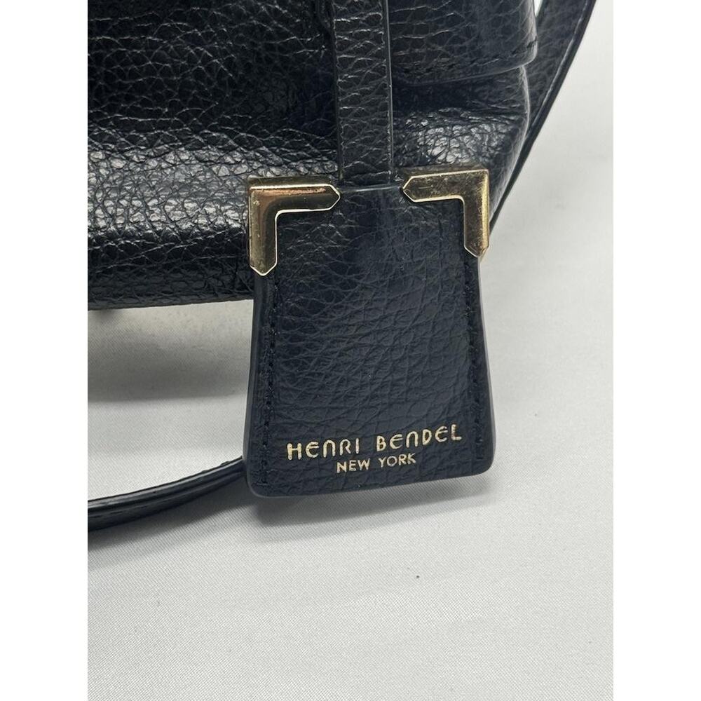 Henri Bendel Crossbody Bag Womens Small Black Pebbled Leather Zip Shoulder Purse - Picture 3 of 11